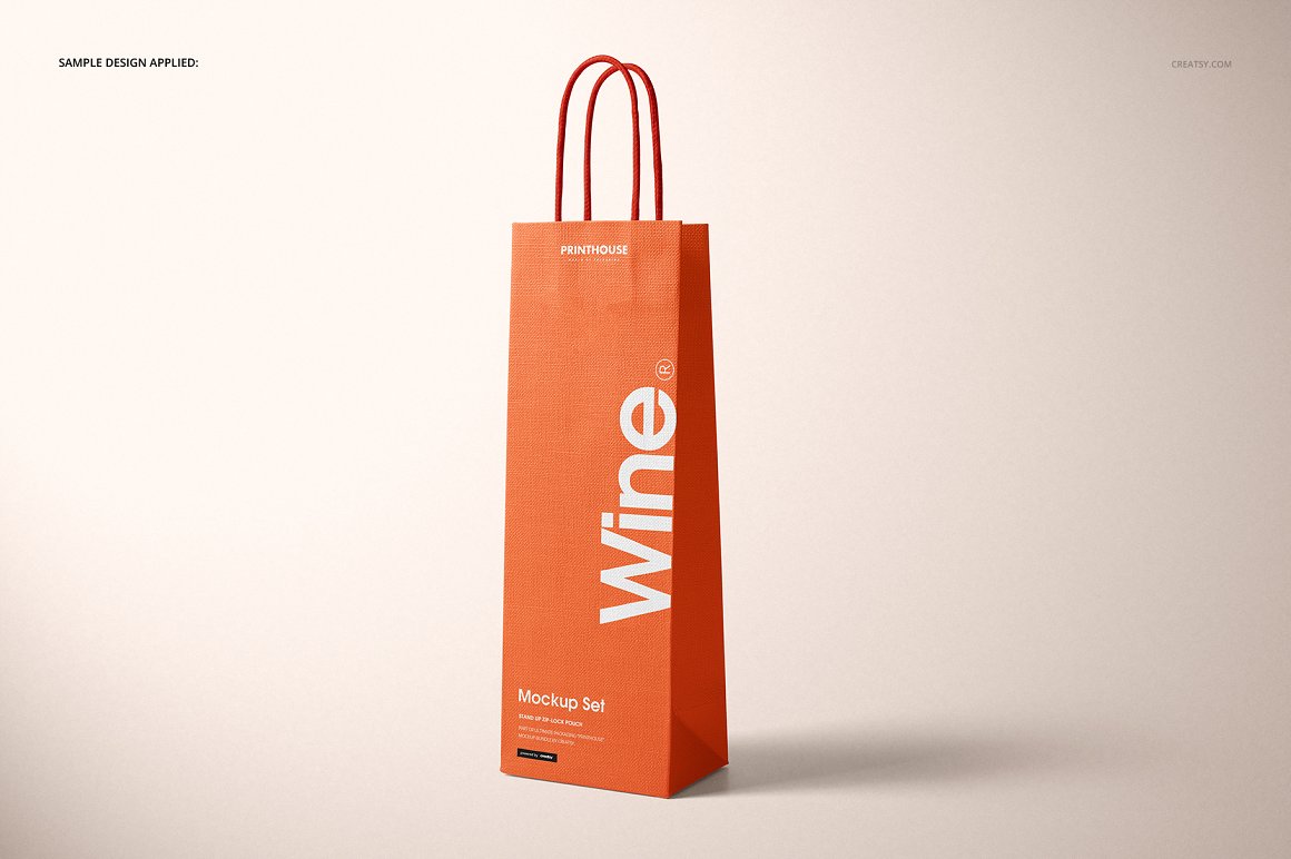 无纺布葡萄酒红酒环保购物袋包装提案样机PSD模板 Eurot