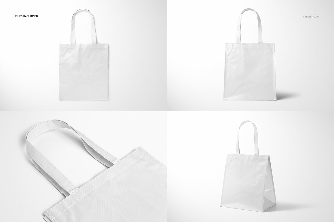亚层无纺布环保购物袋品牌包装样机PSD模板 Laminate