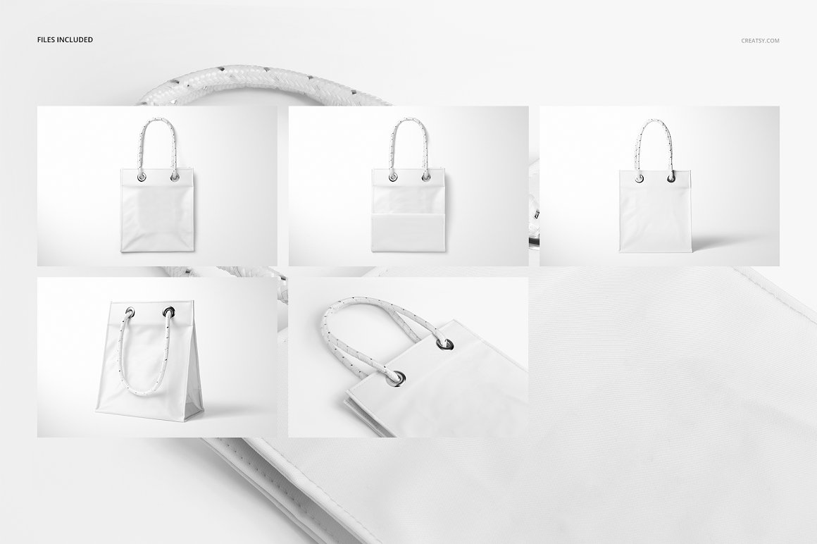 哑光PVC购物袋环保袋包装设计提案样机PSD模板 Matte