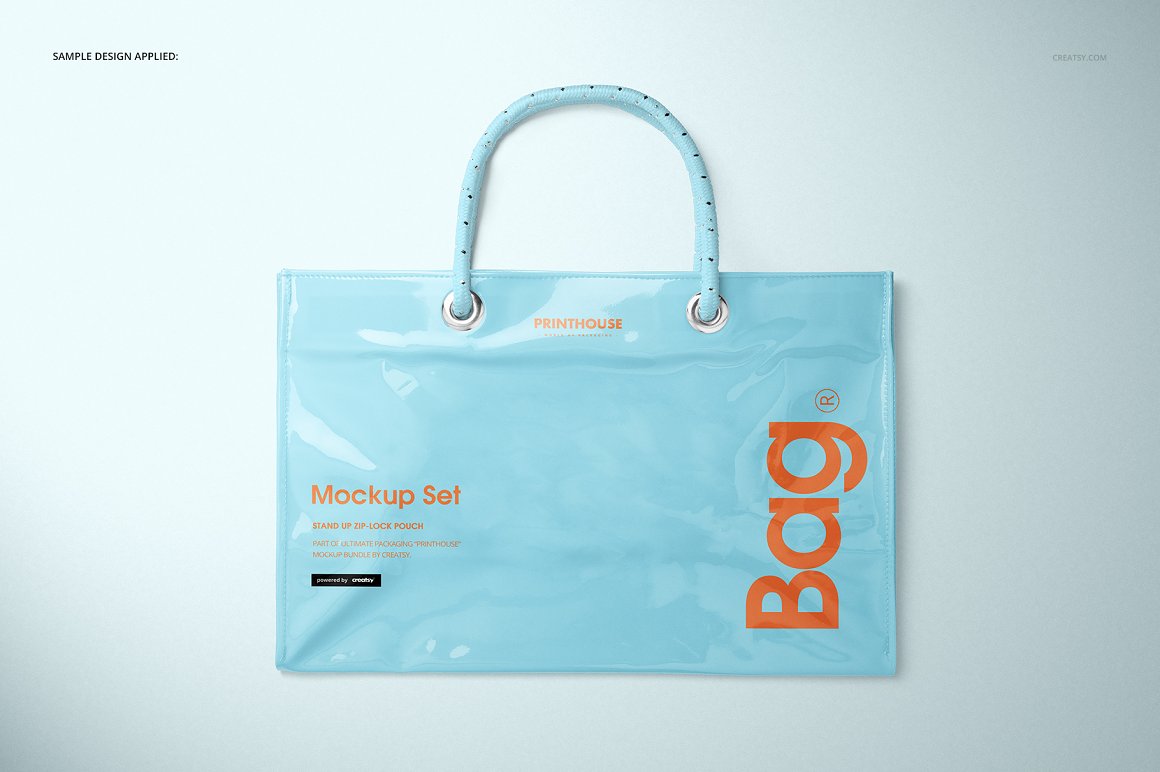 乙烯基PVC购物袋环保袋包装设计提案样机PSD模板 Viny