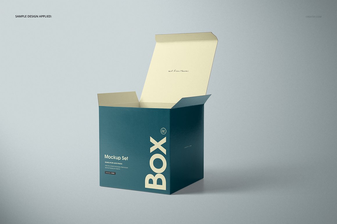 光面瓦楞纸礼物盒礼品包装设计提案样机PSD模板 Glossy