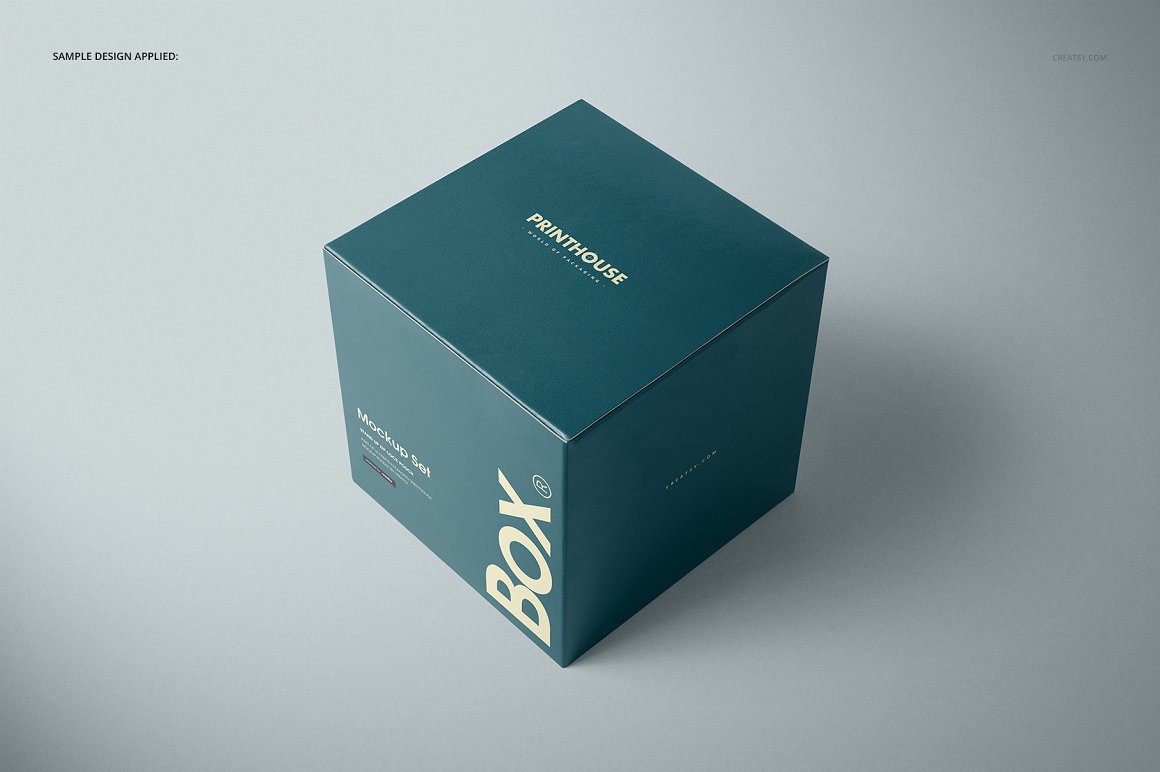 光面瓦楞纸礼物盒礼品包装设计提案样机PSD模板 Glossy