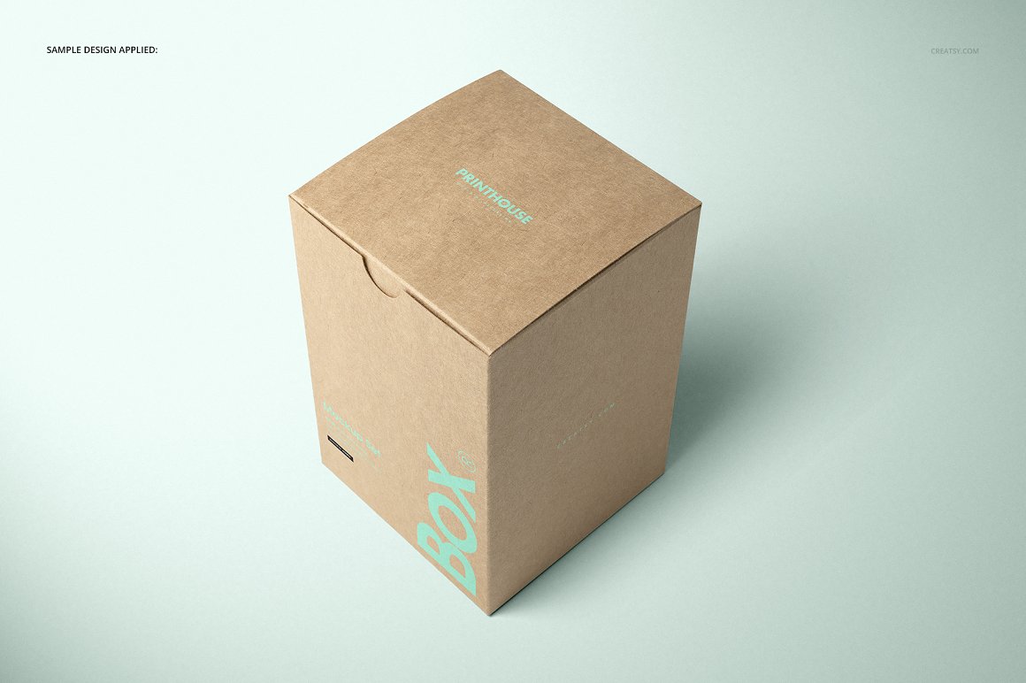 天然牛皮纸礼物盒礼品包装设计提案样机PSD模板 Kraft