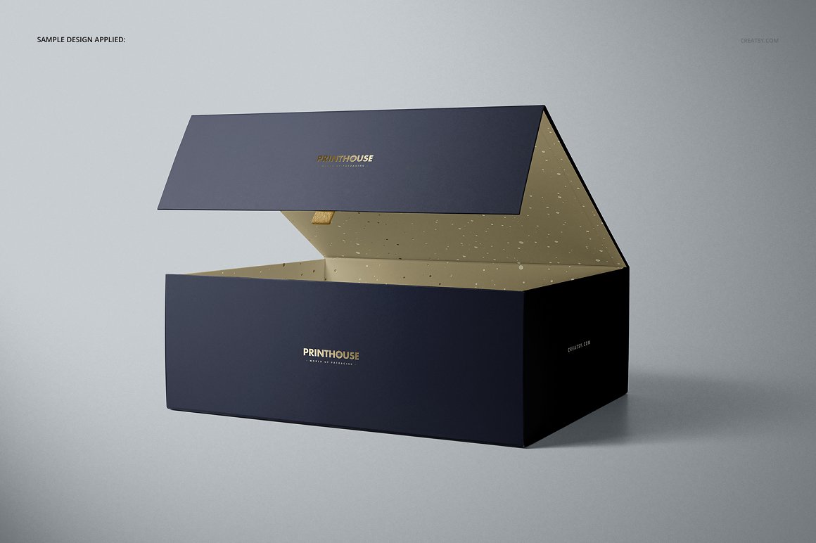 磁性吸附性服装纸箱礼物盒环保包装设计提案样机PSD模板 Ma