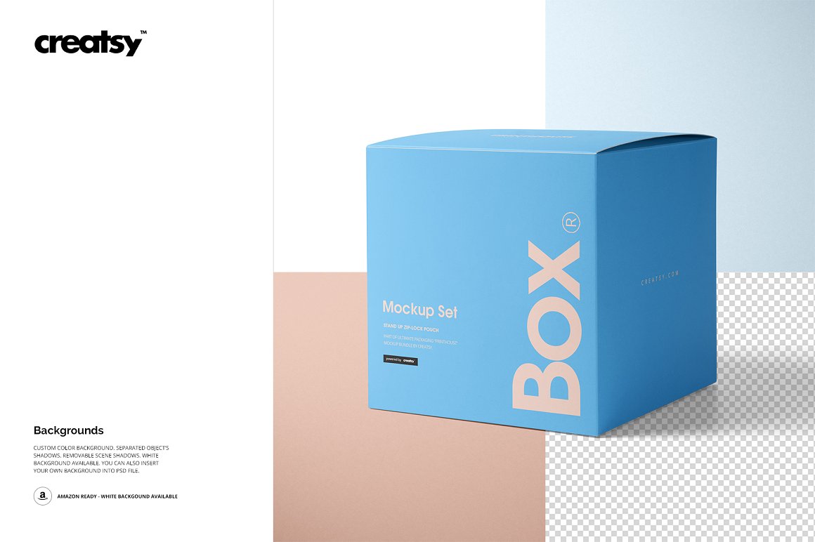 哑光礼品盒礼物方盒包装设计提案样机PSD模板 Matte G