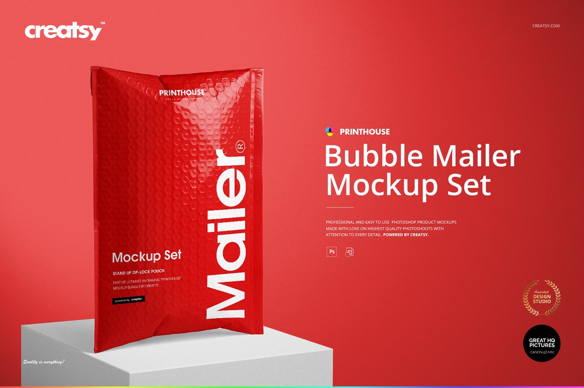 气泡快递袋信封文件袋包装设计样机PSD模板 Bubble M