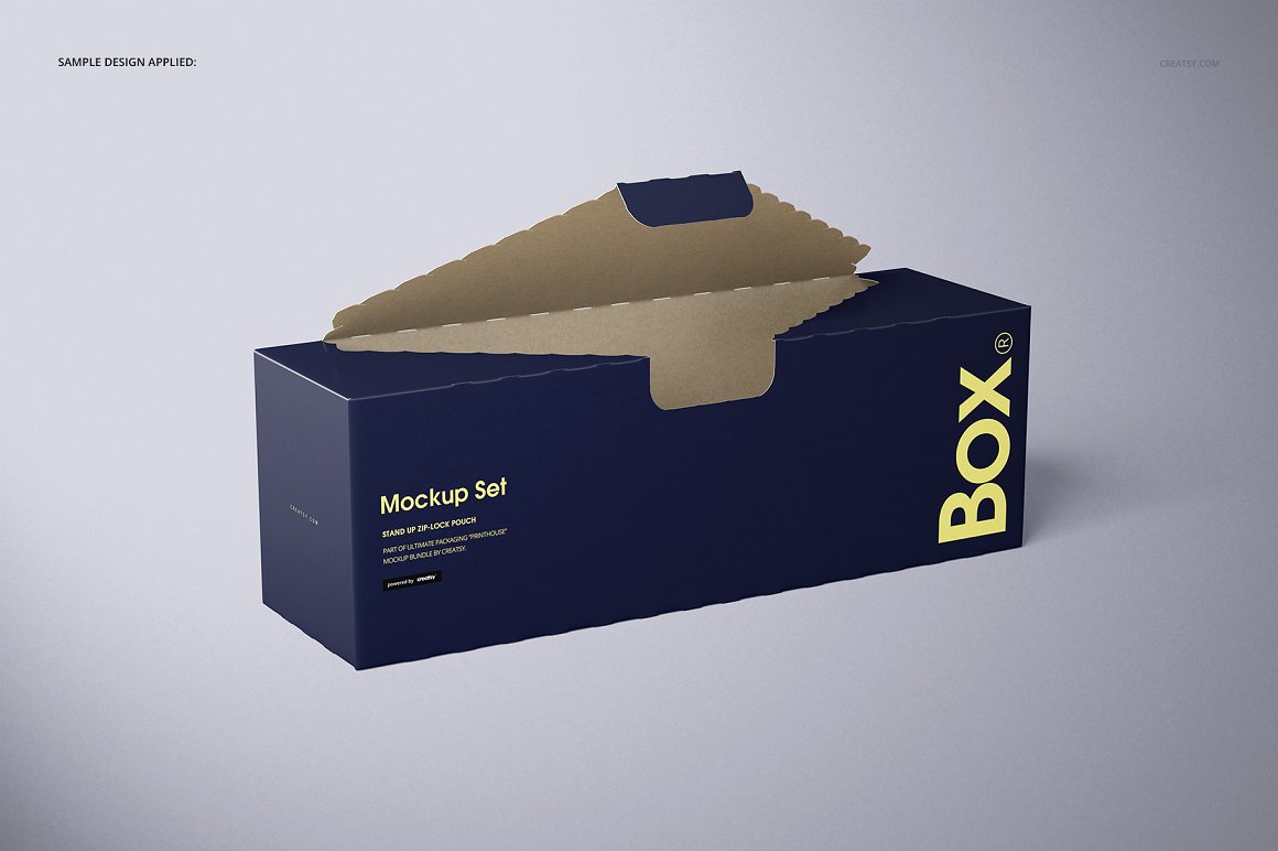 三明治食品易撕纸巾盒纸盒包装设计样机PSD模板 Sandwi