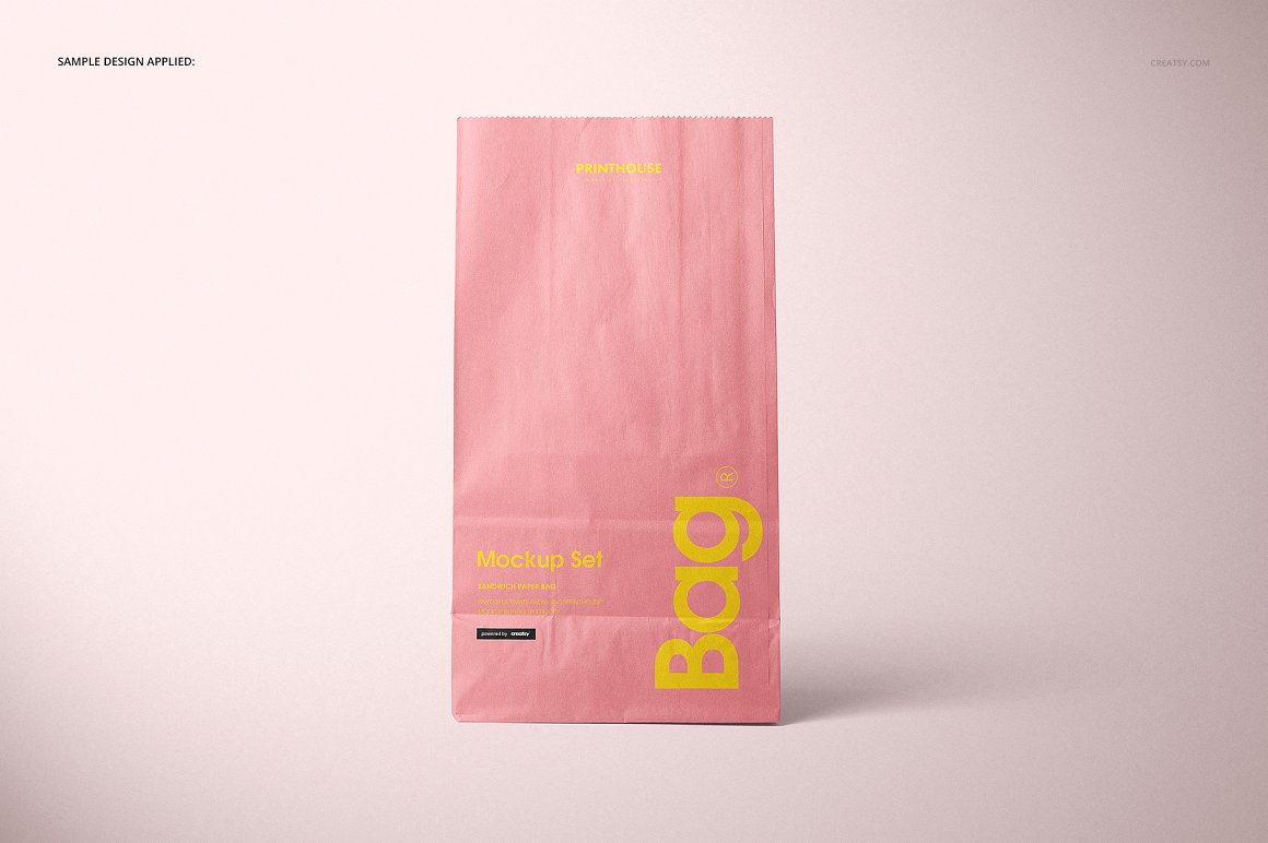 三明治零食果酱汉堡包午餐食品袋纸袋包装设计样机模板 Lunc