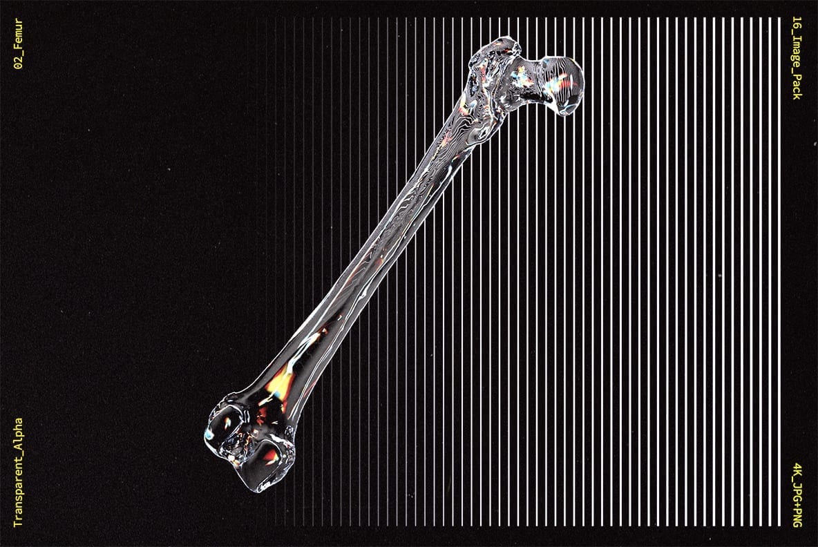 新潮流酸性艺术3D立体透明玻璃骷髅人体骨骼设计装饰元素 Gl