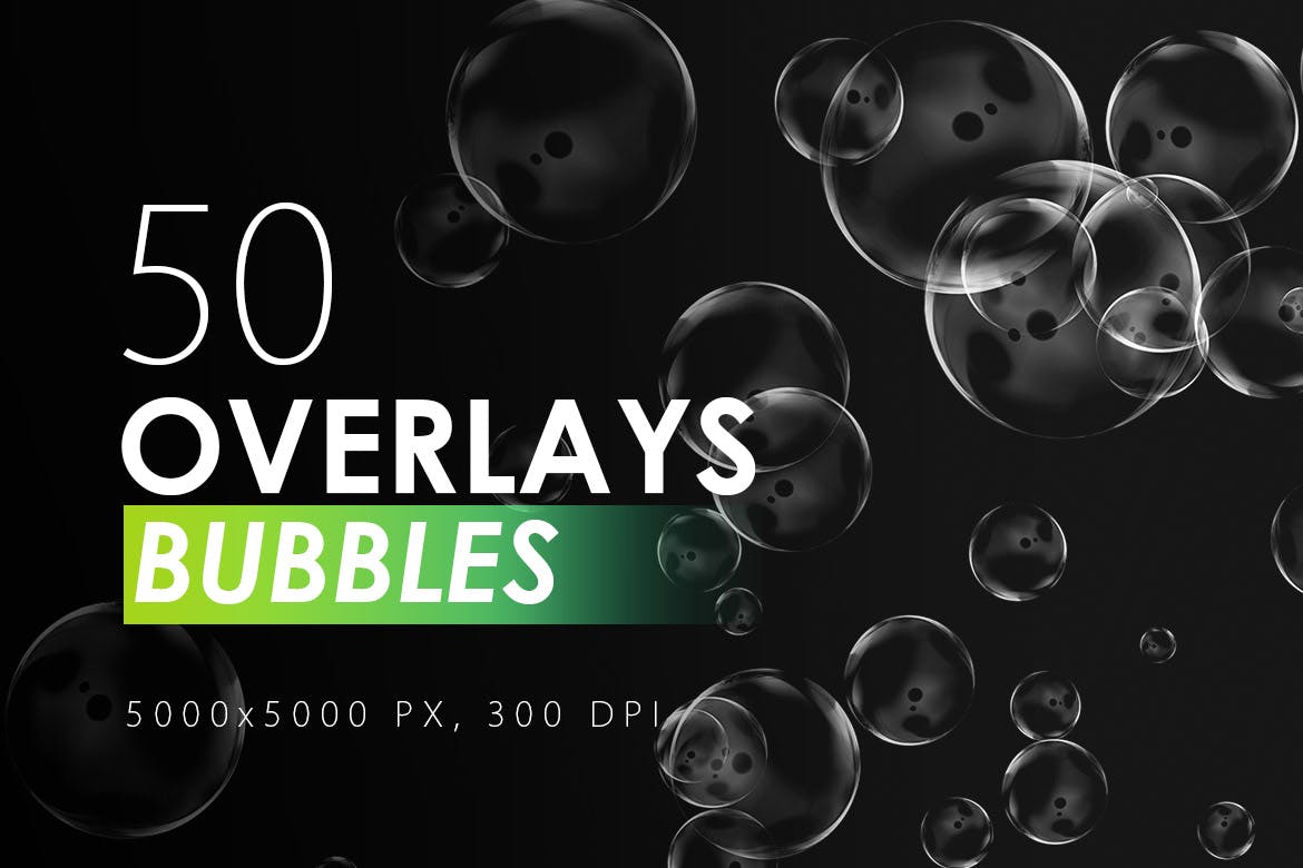 50个肥皂气泡水下气泡空气PS叠加覆盖层装饰元素 Bubbl