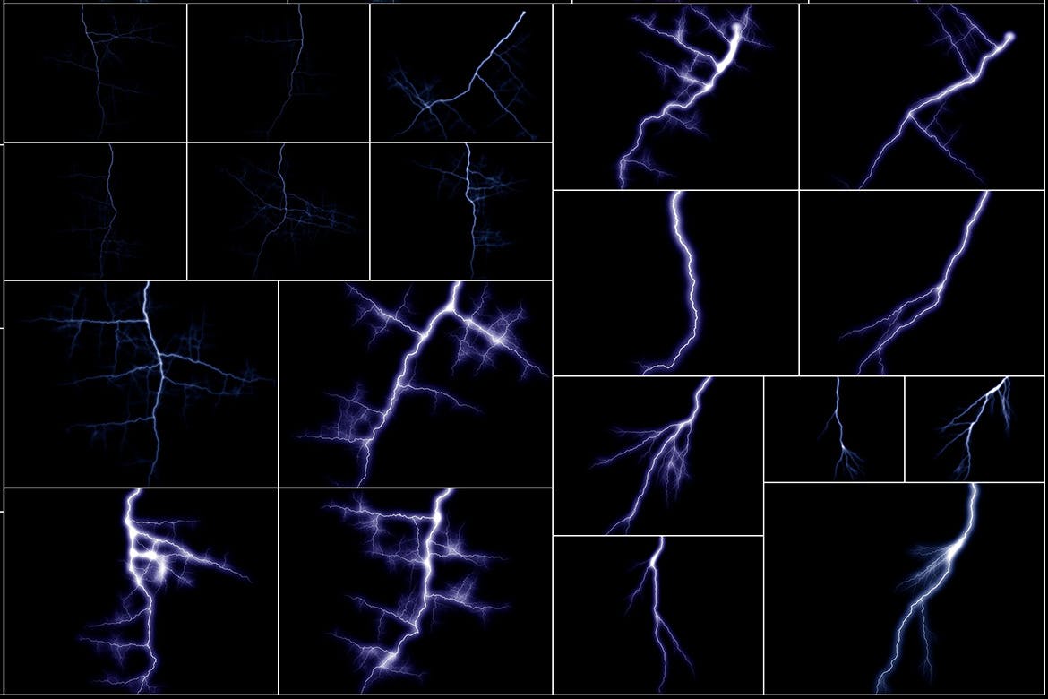 75款雷电霹雳闪电PS叠加效果覆盖层装饰素材 Lightni