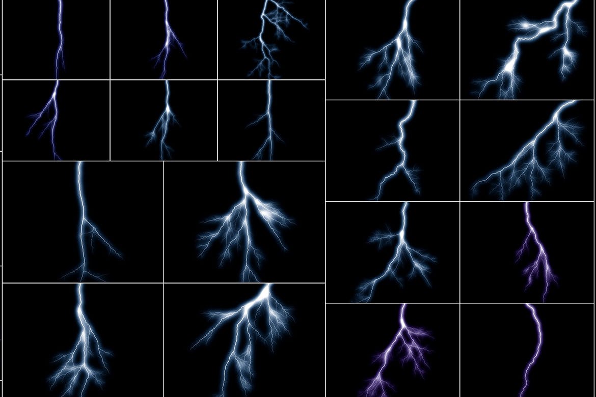 75款雷电霹雳闪电PS叠加效果覆盖层装饰素材 Lightni