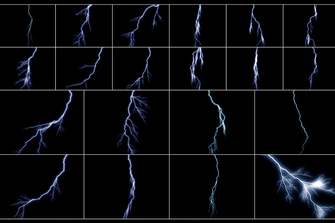 75款雷电霹雳闪电PS叠加效果覆盖层装饰素材 Lightni