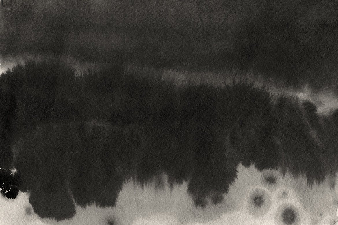 高分辨率手工制作的黑色墨水水彩纹理背景素材 Black In
