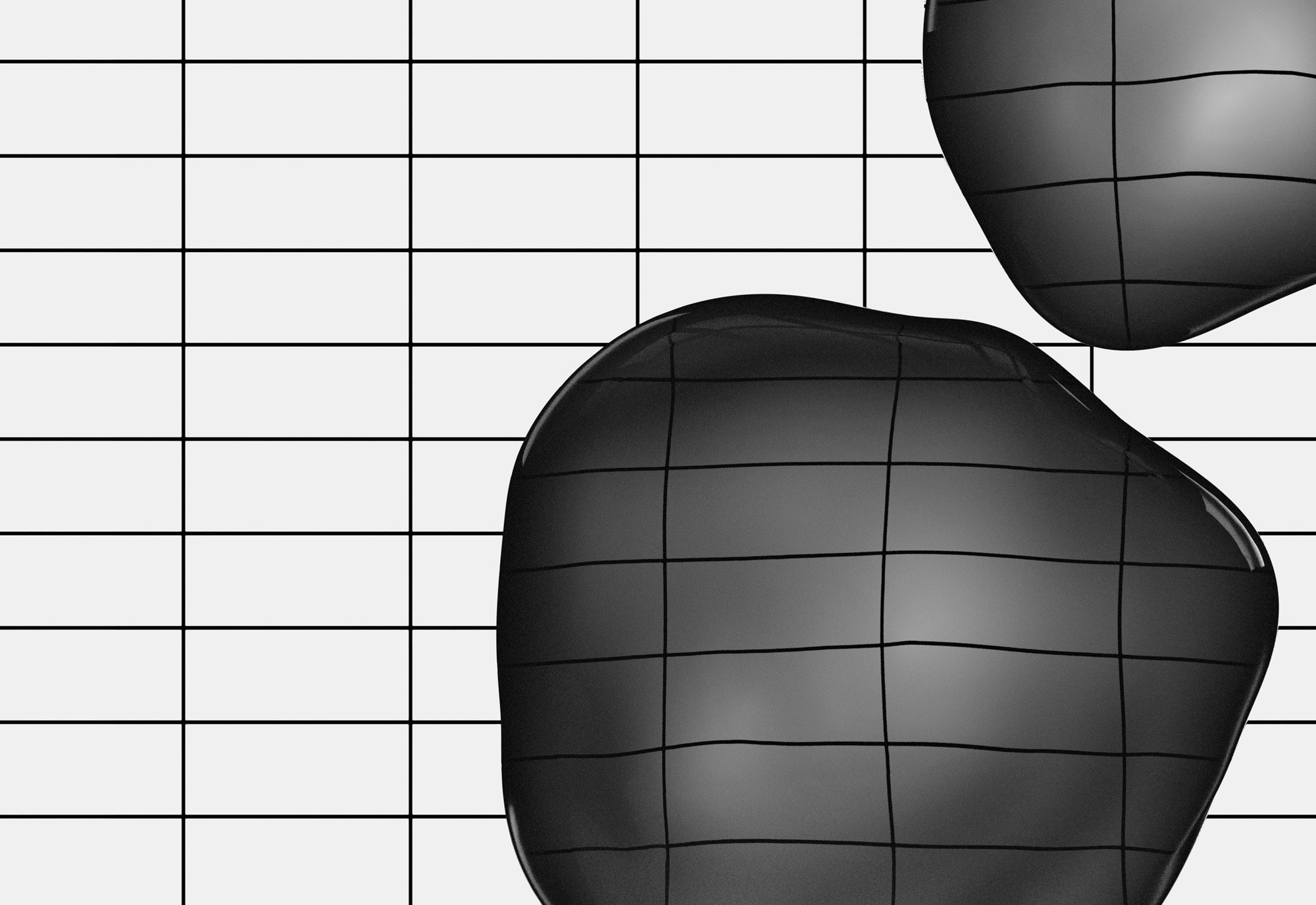 新潮流黑色水珠扭曲故障变形液体水滴抽象海报设计装饰元素 Di