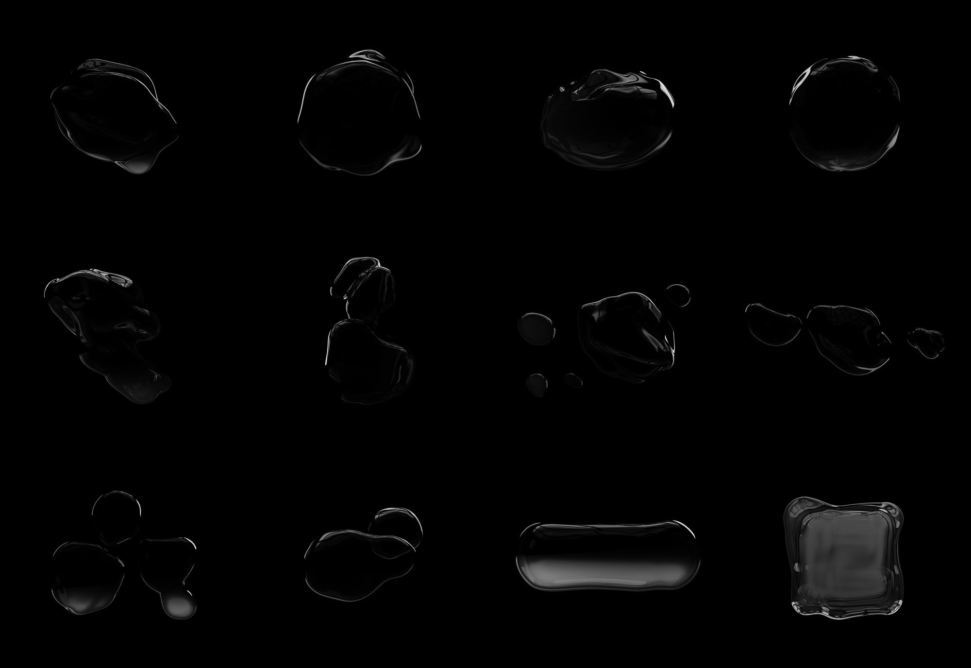 新潮流黑色水珠扭曲故障变形液体水滴抽象海报设计装饰元素 Di