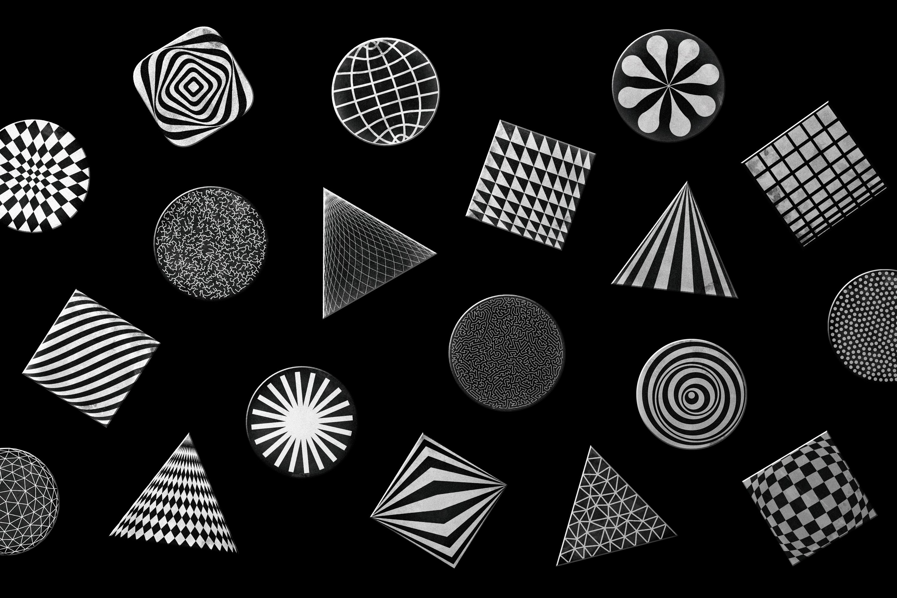 200+超现实主义酸性艺术动态几何形状装饰元素合辑 Abst