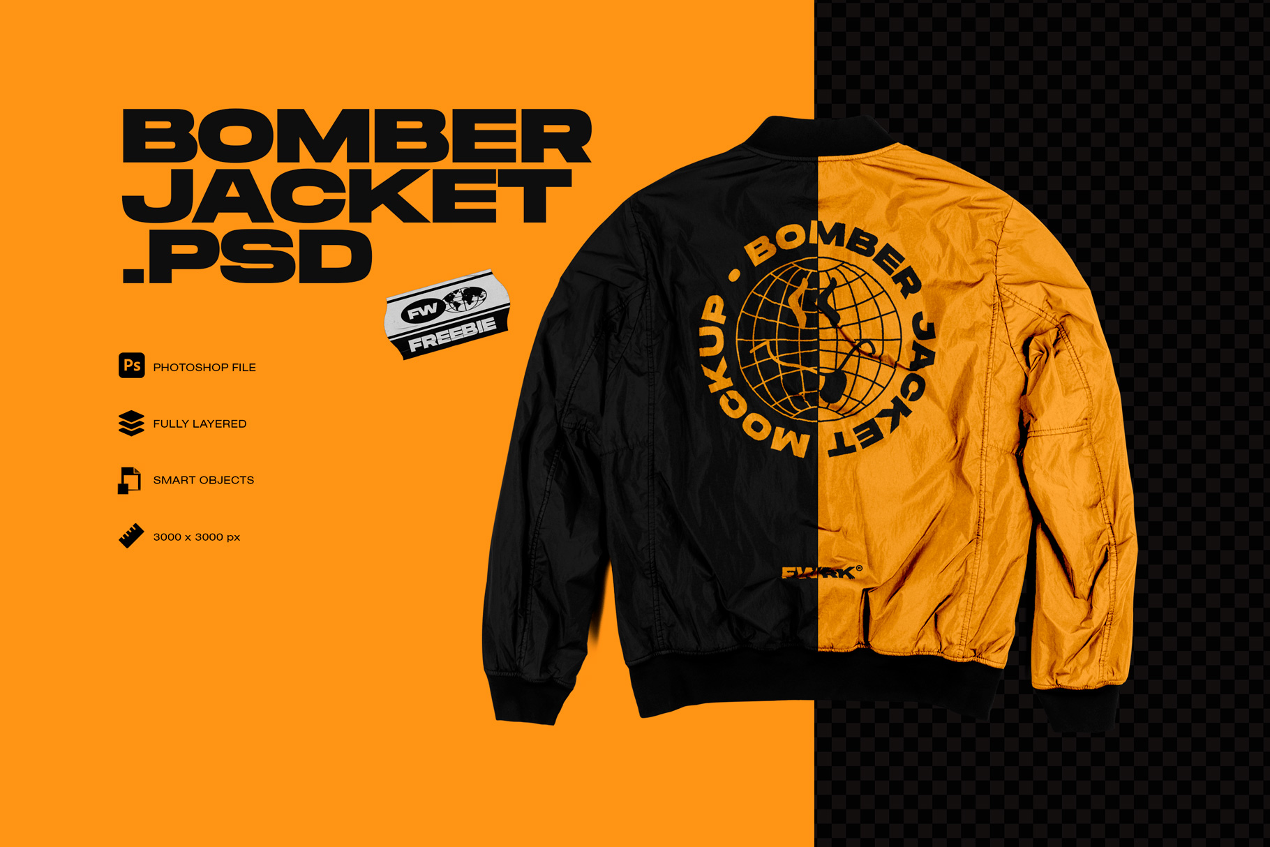 街头嘻哈潮流飞行员夹克服装设计提案样机PSD模板 BOMBE