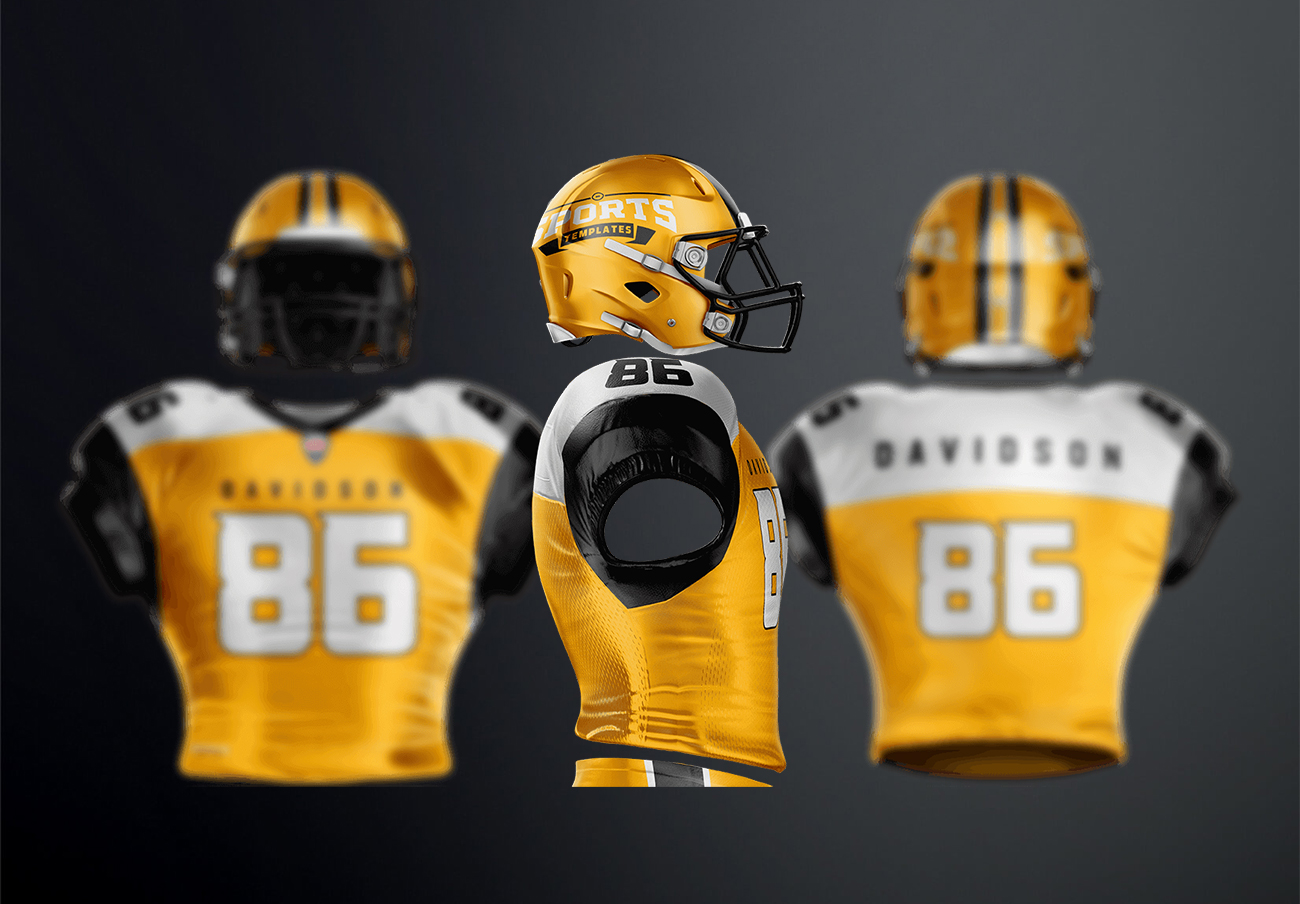 美式足球橄榄球制服运动服设计提案样机PSD模板 TouchD