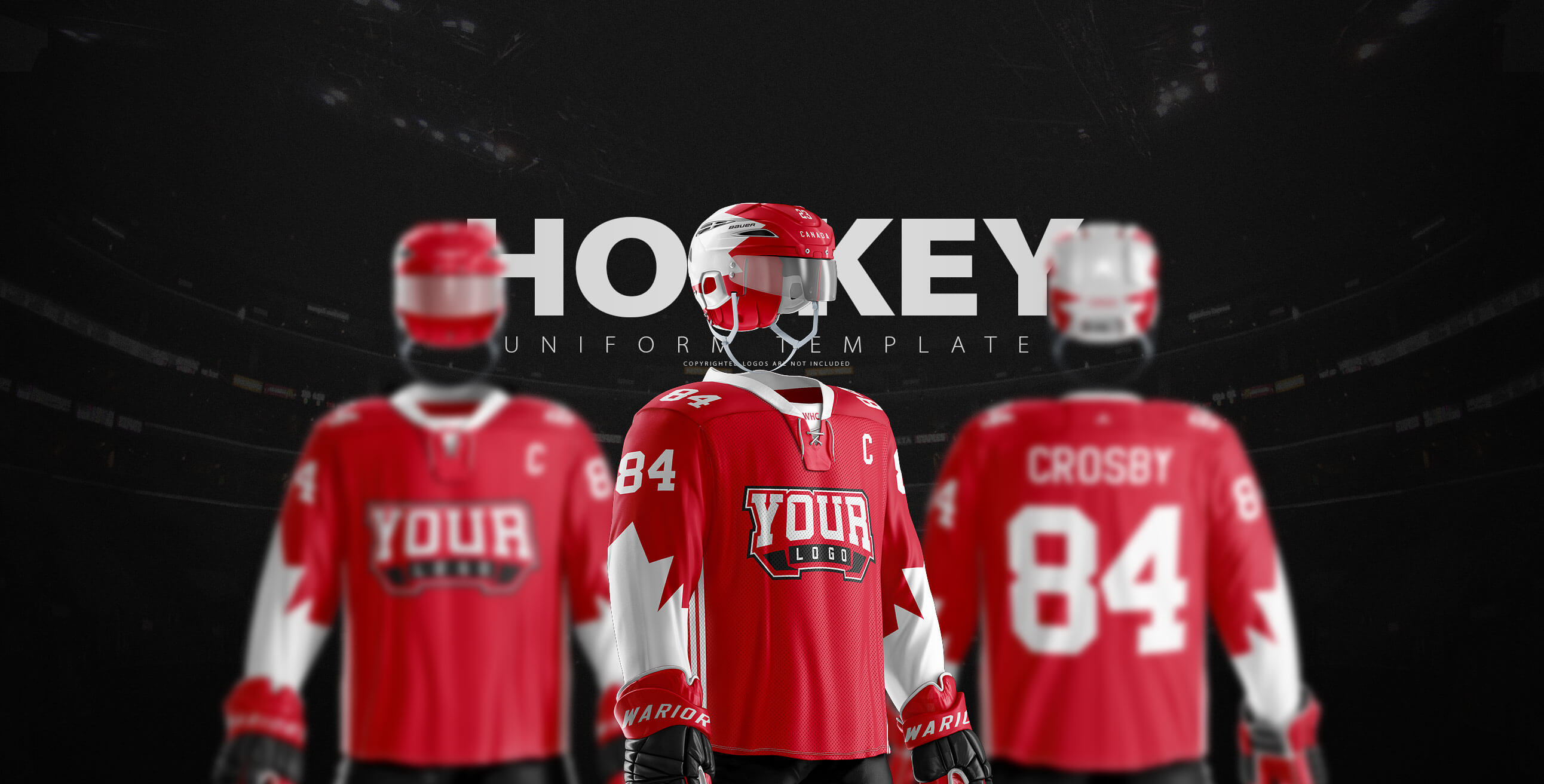 冰球服棍球制服运动头盔服装设计提案样机PSD模板 Ice H