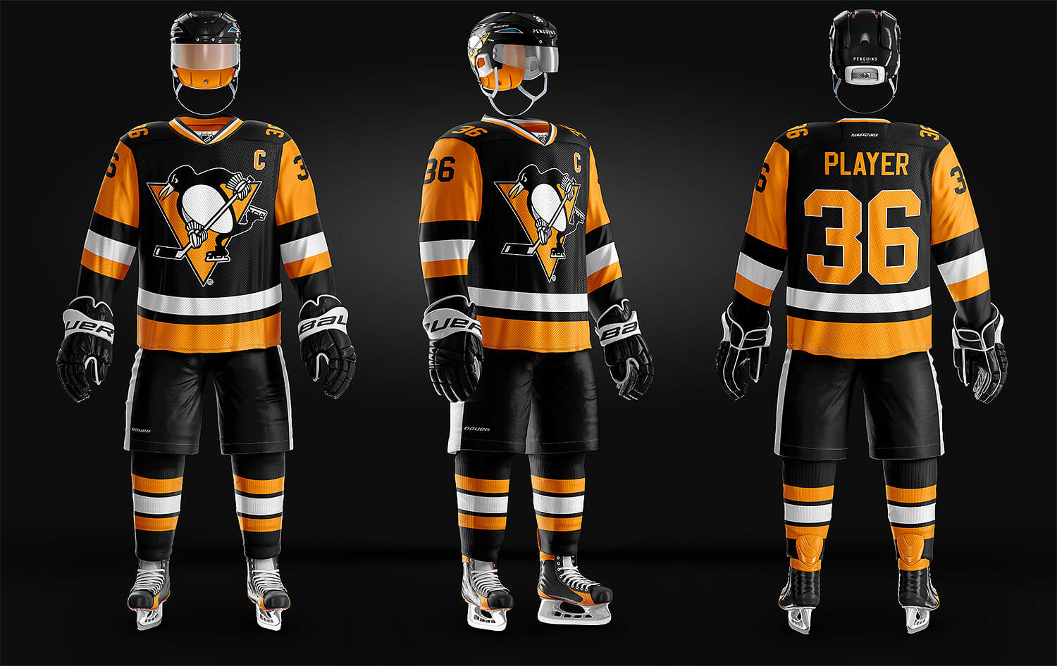 冰球服棍球制服运动头盔服装设计提案样机PSD模板 Ice H