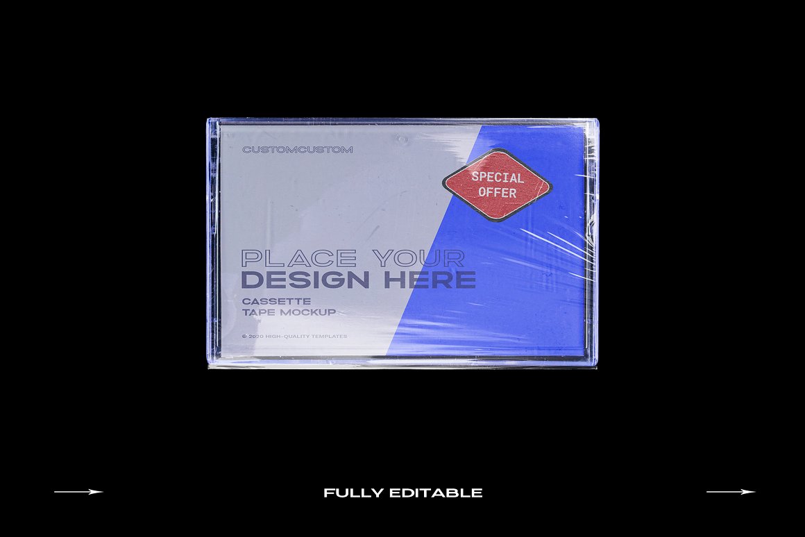 复古老物件盒式磁带塑料包装设计样机模板 Cassette T