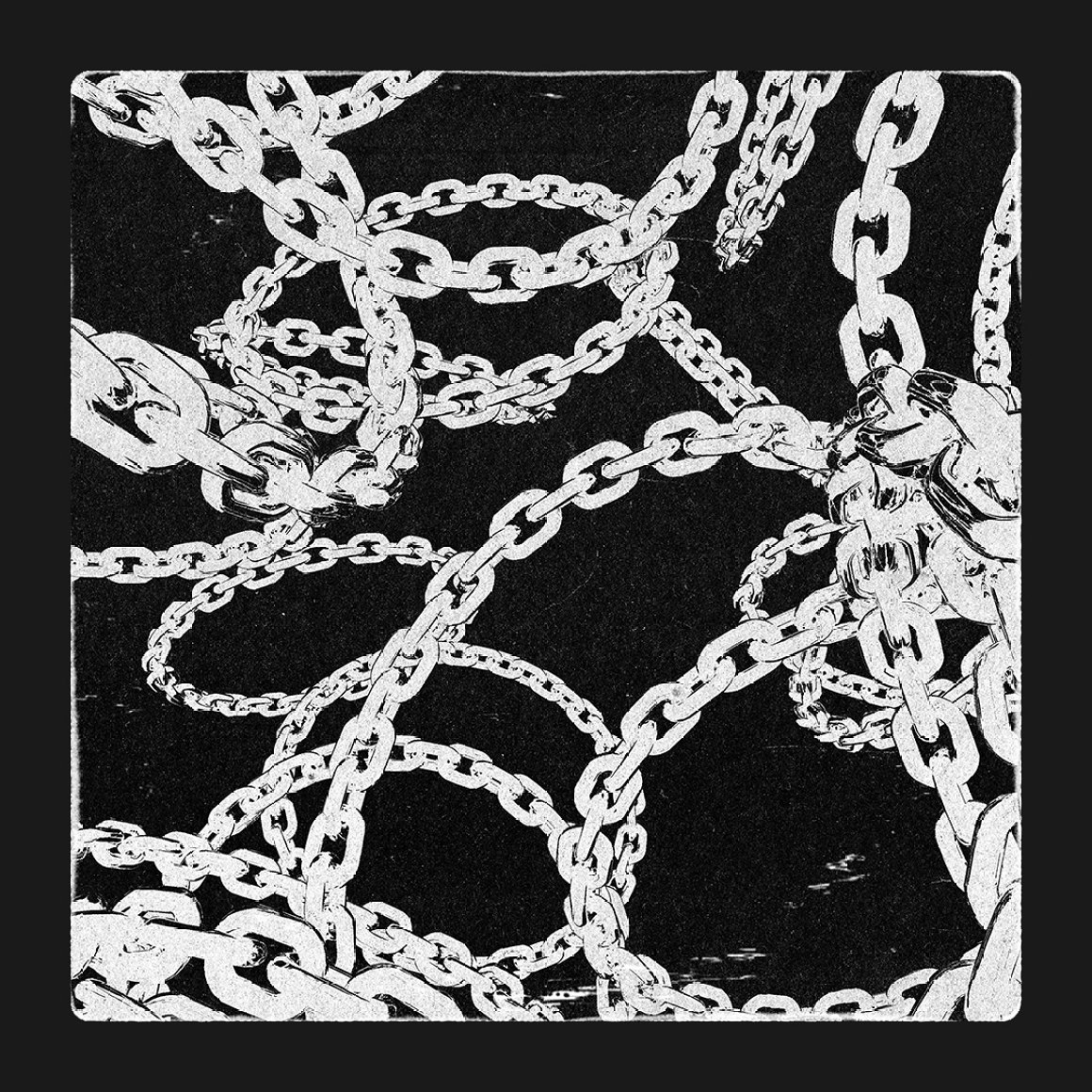 复古酸性艺术镀铬金属3D渲染铁链锁链PNG免抠图素材 DRE