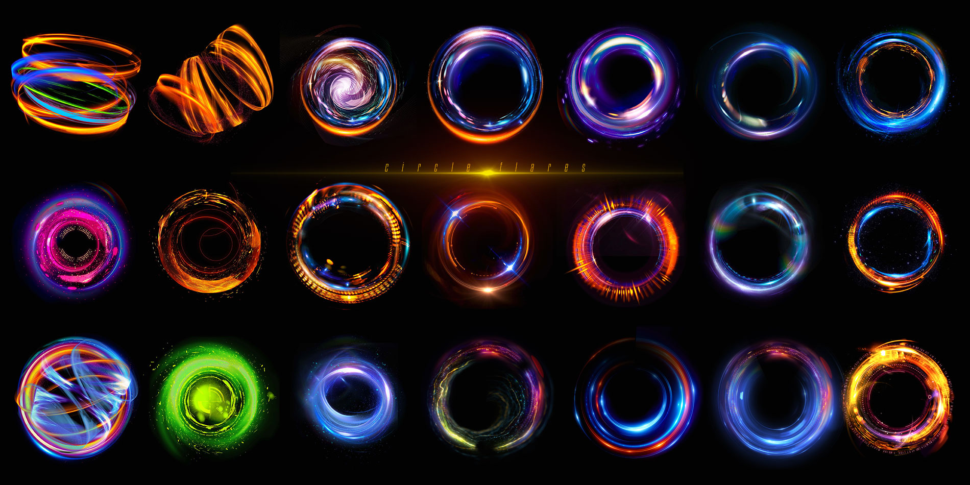 科幻酷炫的彩色耀斑光圈游戏传送施法武器特效常用素材 devi