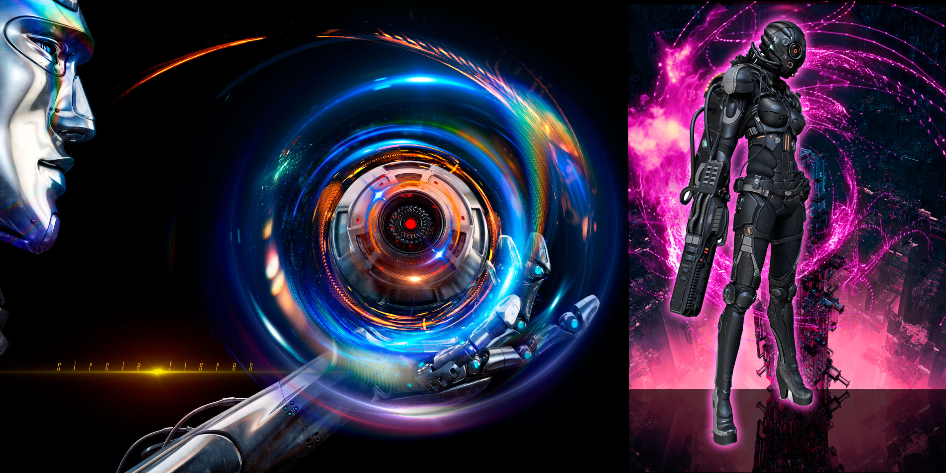 科幻酷炫的彩色耀斑光圈游戏传送施法武器特效常用素材 devi
