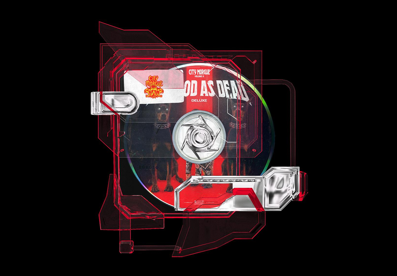复古未来派酸性艺术异形CD盒包装设计样机PSD模板 FUTU