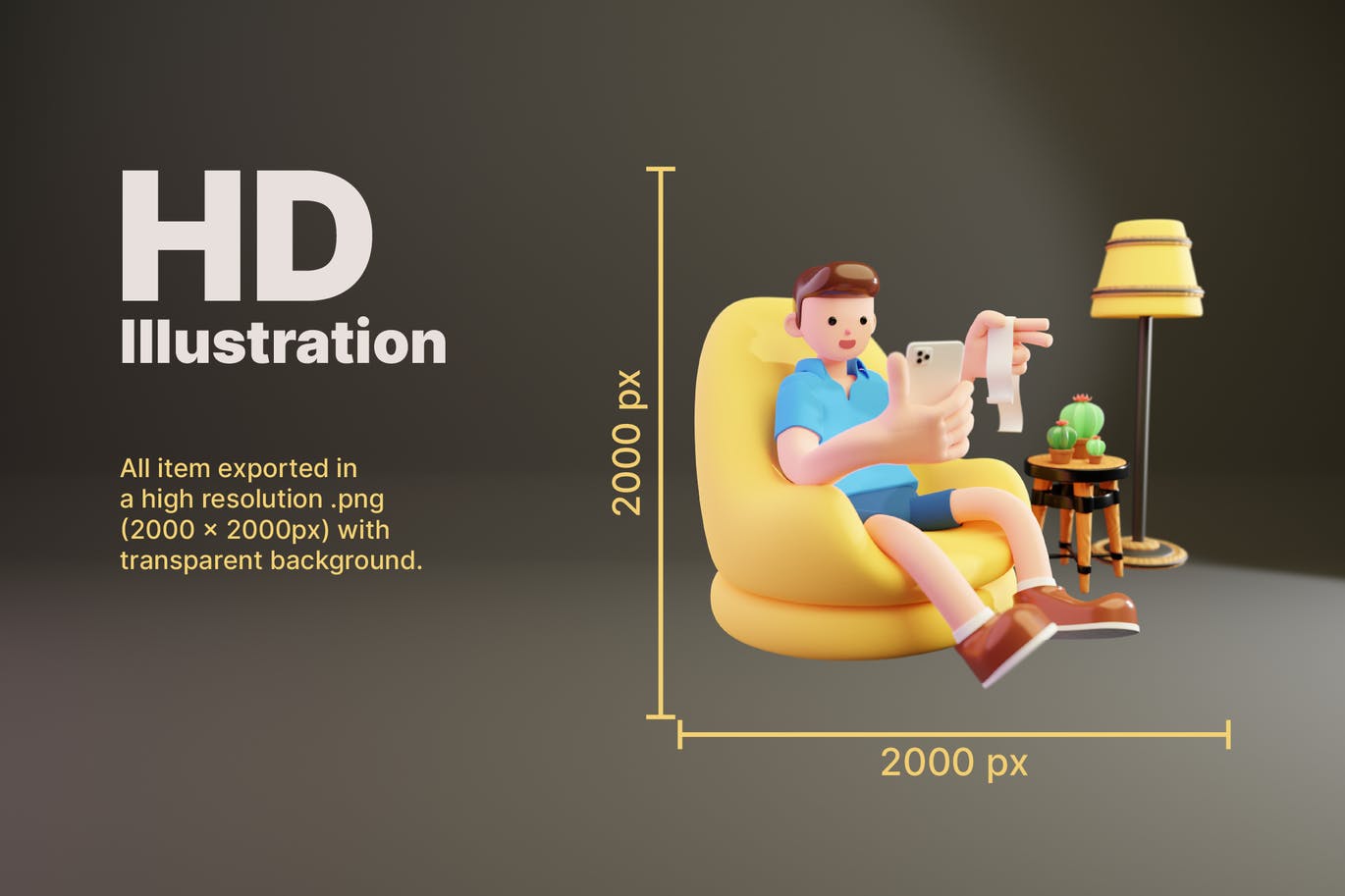 三维渲染在线购物手机支付的男性角色3D插画素材 3D Pay