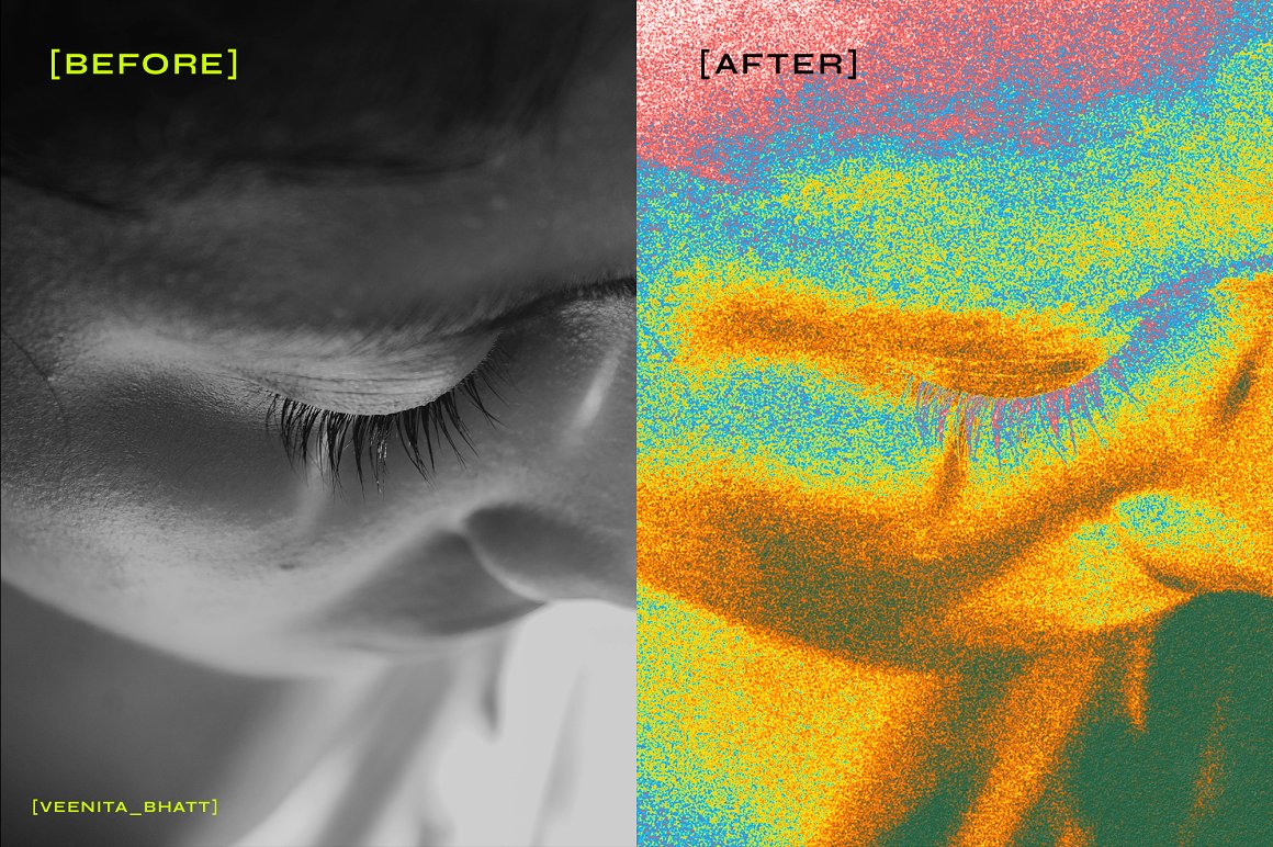 酸性艺术迷幻频谱光谱热像仪扫描成像PS噪点渐变滤镜素材 SP