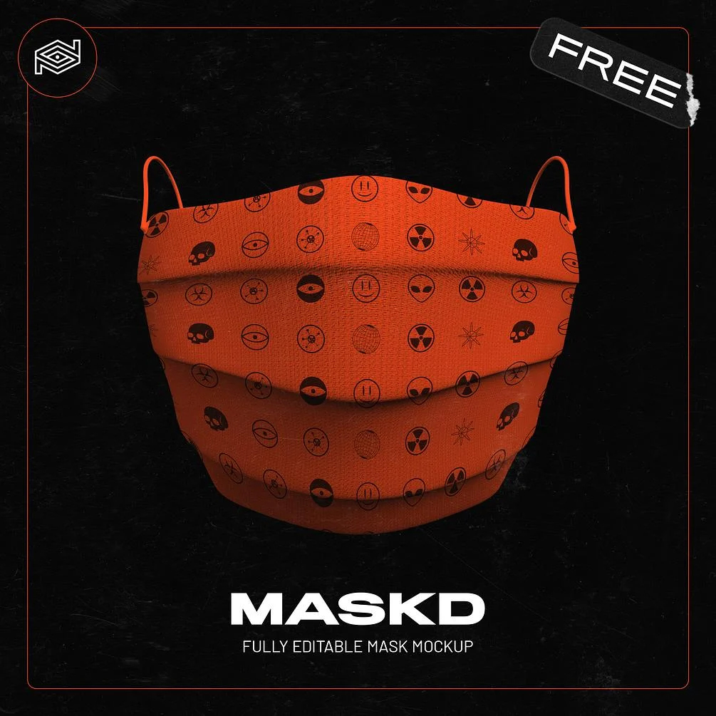 高质量面罩口罩设计提案样机PSD模板免费下载 MASKD /