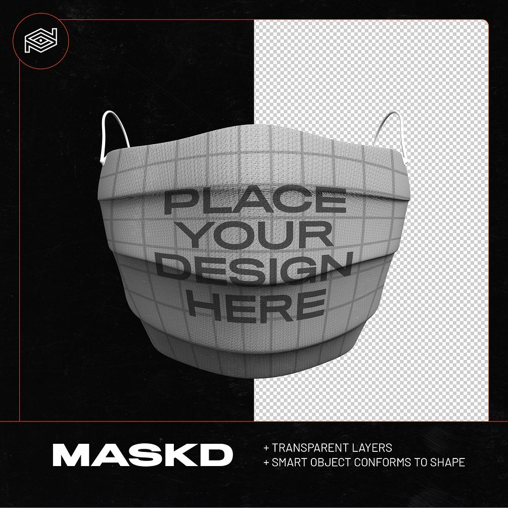 高质量面罩口罩设计提案样机PSD模板免费下载 MASKD /