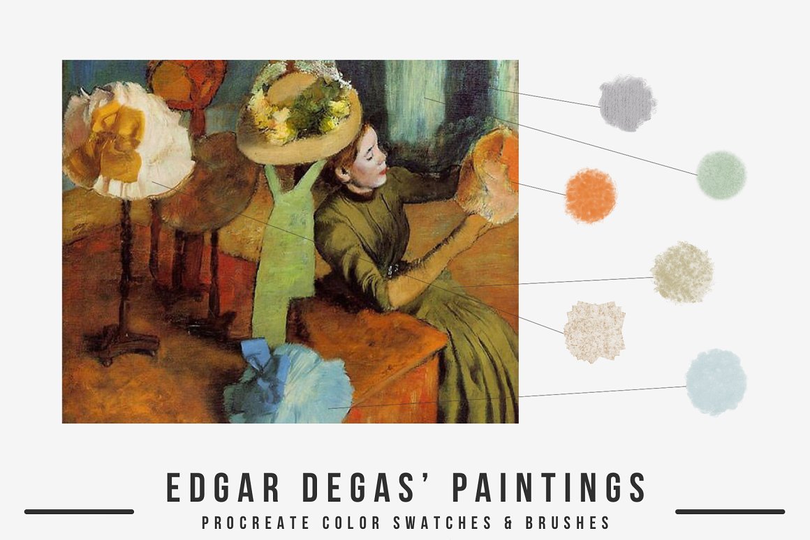 古典世界名画调色画板丙烯酸油画水粉画旧纸笔刷 Edgar D