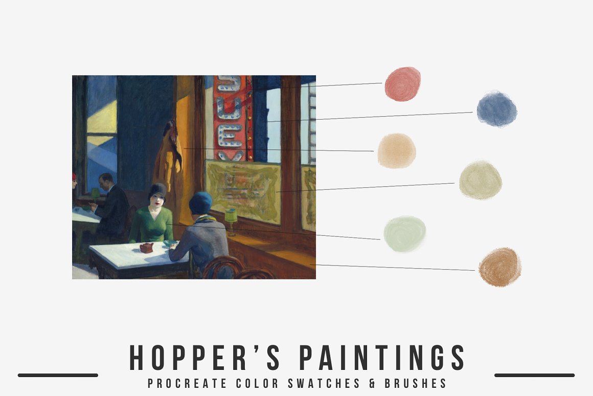 霍普世界名画插画家油画水彩画帆布笔刷 Hopper's Ar