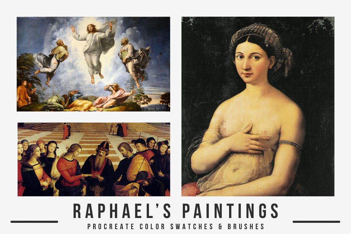 拉斐尔世界名画水彩笔油画笔旧纸帆布画布笔刷 Raphael'