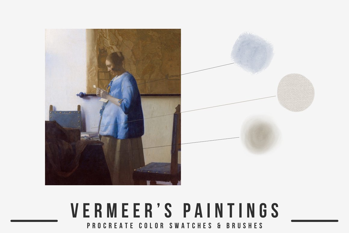 弗美尔世界名画配色画板丙烯酸油画笔水彩笔刷 Vermeer'