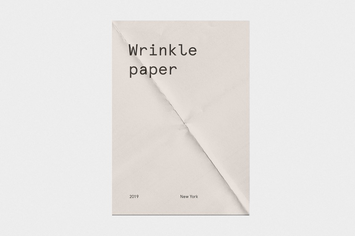 逼真自然的褶皱折痕纸张做旧仿旧传单海报设计样机模板 Wrin