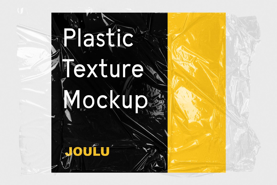 逼真自然的褶皱透明塑料薄膜做旧仿旧样机PSD模板 JOULU