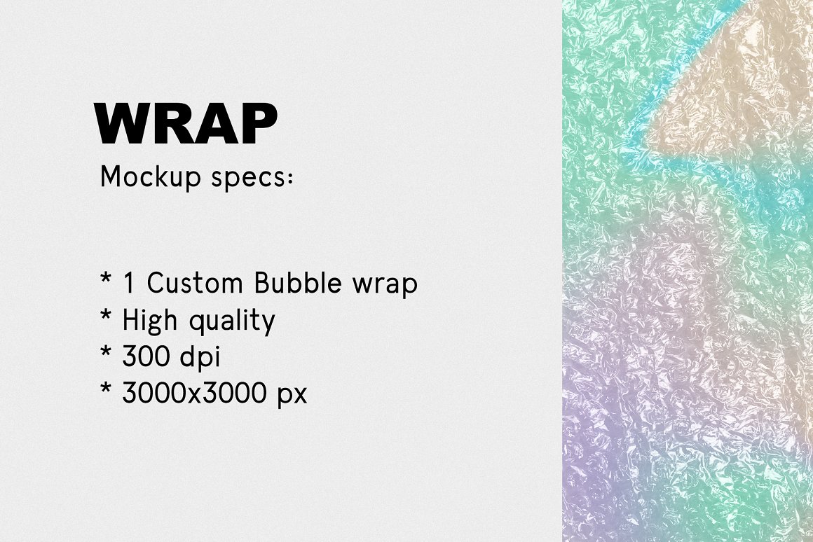 逼真的褶皱做旧仿旧气泡塑料袋样机PSD模板 WRAP - 1