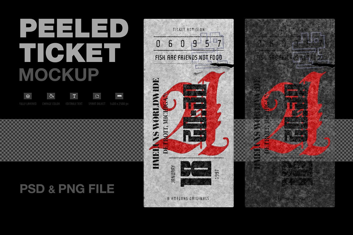 做旧颓废风划痕灰尘纸张纹理电影票机票设计PSD模板素材 HM