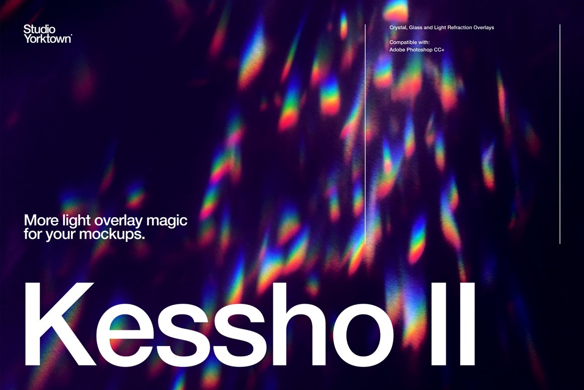 高质量玻璃水晶折射棱镜反射彩虹光效PS叠加层 Kessho