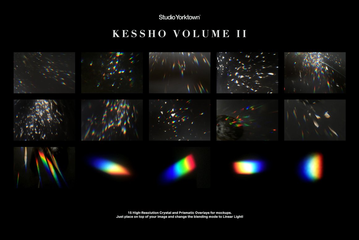 高质量玻璃水晶折射棱镜反射彩虹光效PS叠加层 Kessho