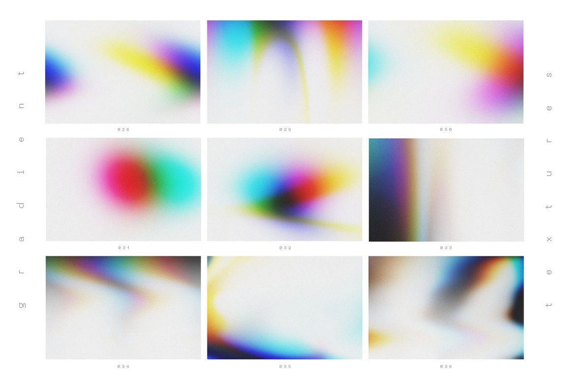 90张高质量复古感彩虹带颗粒质感抽象全息渐变背景素材 90