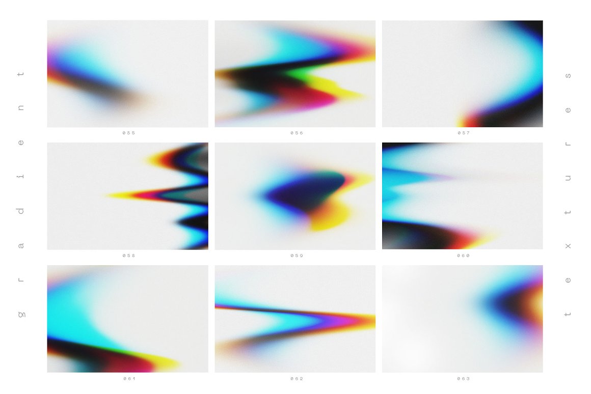 90张高质量复古感彩虹带颗粒质感抽象全息渐变背景素材 90