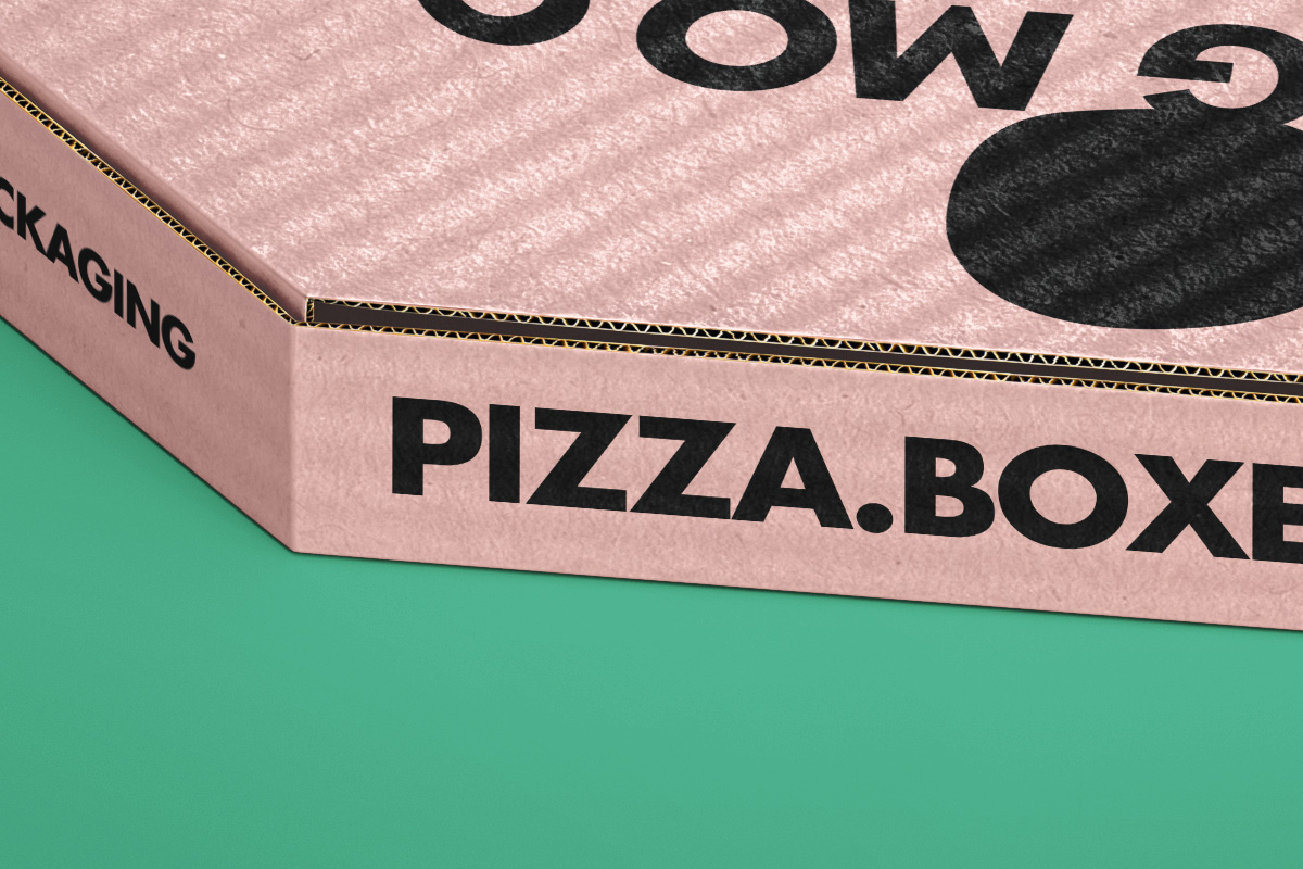 八角瓦楞纸披萨快餐食品包装盒设计样机PSD模板 Pizza