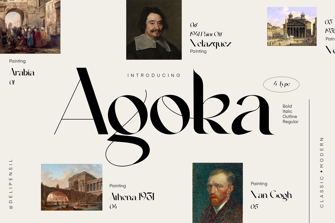 经典优雅的现代英文衬线英文字体 Agoka Modern C