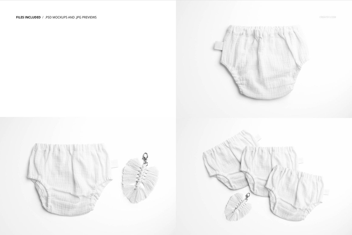 婴儿薄纱尿布短裤棉裤设计贴图样机PSD模板 Baby Mus