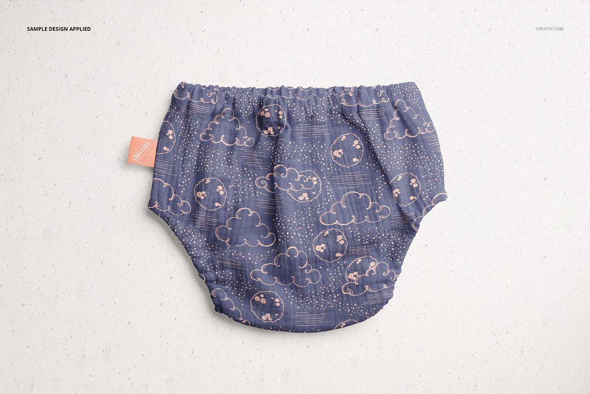 婴儿薄纱尿布短裤棉裤设计贴图样机PSD模板 Baby Mus
